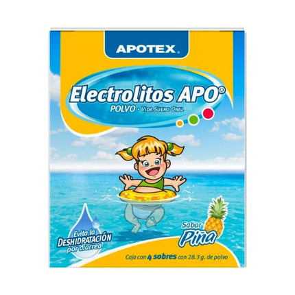 Electrolitos Apo Sabor Piña Caja con 4 Sobres Apotex