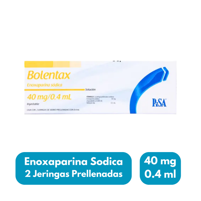 Bolentax Enoxaparina Sódica 40mg/0.4ml Caja con 2 Jeringas PiSA