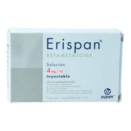 Erispan (Betametasona)4mg/2 ml Caja con 1 Ampolleta de 2 ml Inyectable y Jeringa