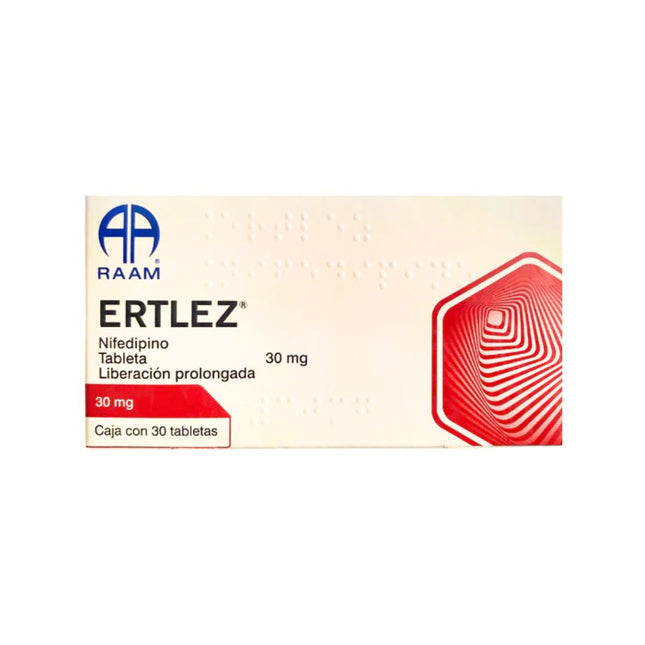 Ertlez  Nifedipino 30 Mg Liberación Prolongada Caja con 30 Tabletas