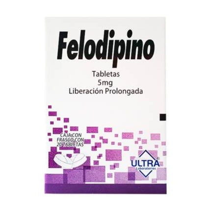 Felodipino 5 mg Liberación Prolongada Caja con 20 Tabletas