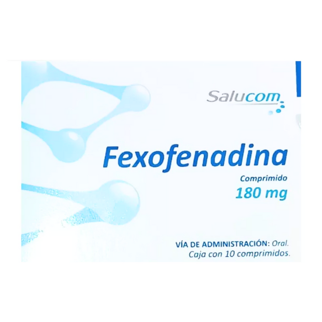 Fexofenadina 180 mg Caja con 10 Comprimidos Salucom Laboratorios