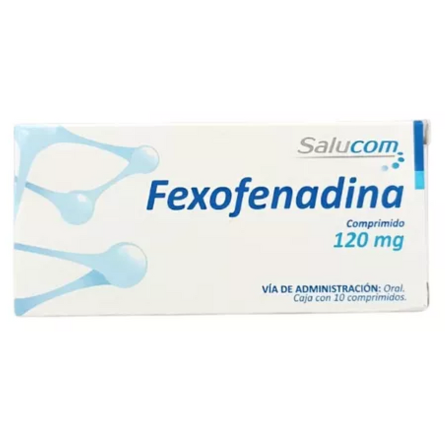 Fexofenadina 120 mg Caja con 10 Tabletas Salucom Laboratorios