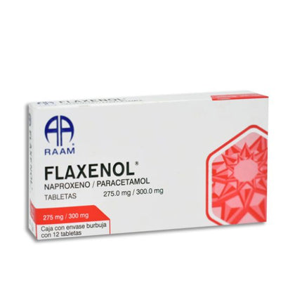 Flaxenol (Naproxeno/Paracetamol) 275 mg/300 mg Caja con 12 Tabletas