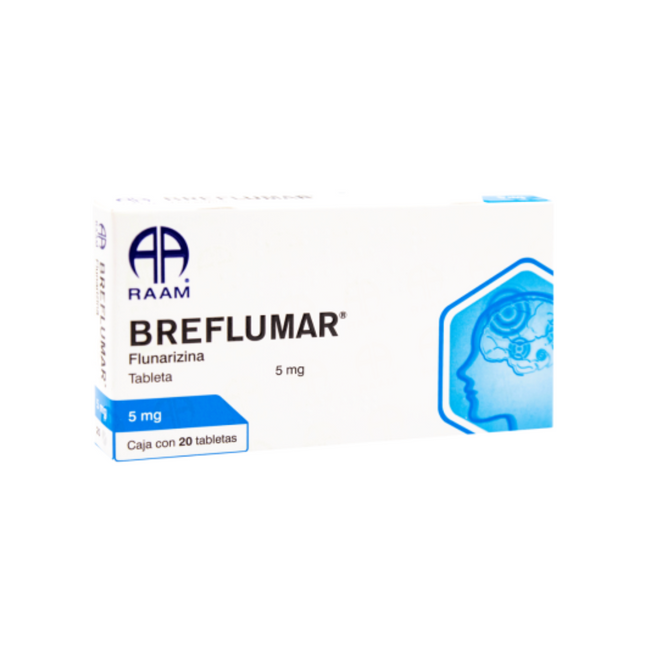 Breflumar (Flunarizina) 5 mg Caja c/40 tabletas Laboratorios RAAM