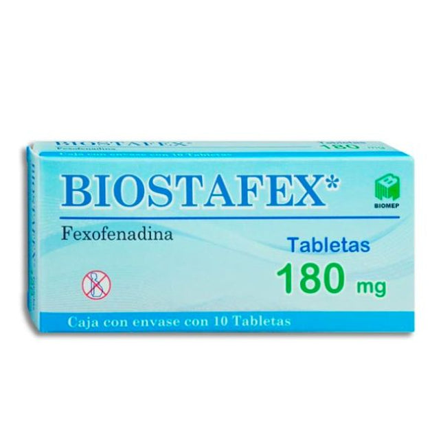 Fexofenedina 180 mg Caja con 10 Tabletas Biomep