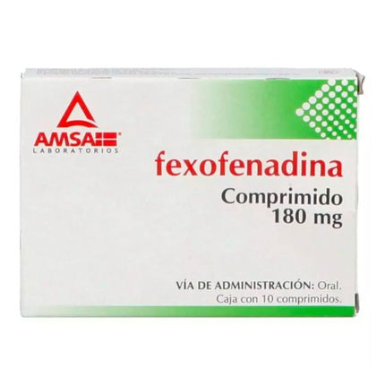 Fexofenadina 180 mg Caja con 10 Tabletas AMSA Laboratorios