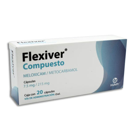 Flexiver Compuesto (Meloxicam/Metocarbomol) 7.5 mg/215 mg Caja con 20 Cápsulas