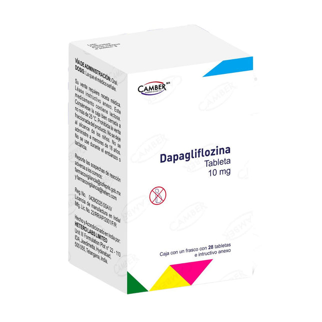 Dapagliflozina 10 mg Caja con 28 Tabletas Camber Pharma