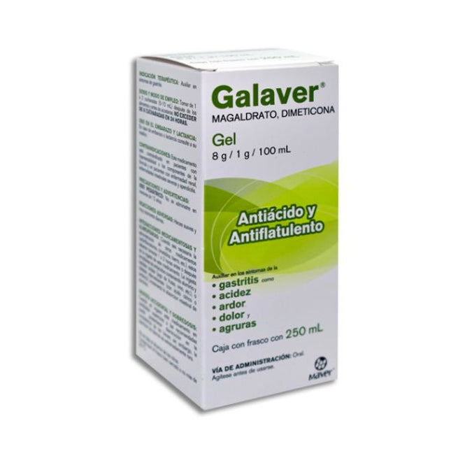 Galaver (Magaldrato/Dimeticona) 8g/1g/100 ml Frasco con 250 ml