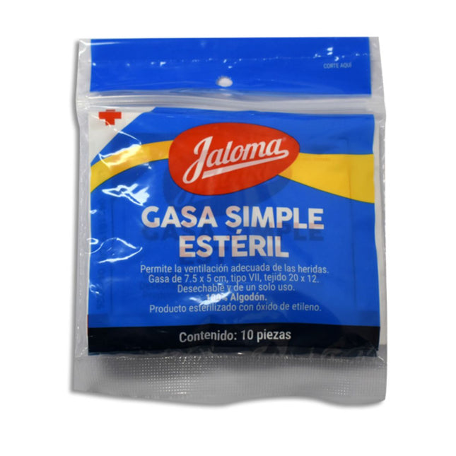 Gasa Simple Esterilizada 10 Sobres 10 X 10 cm Jaloma