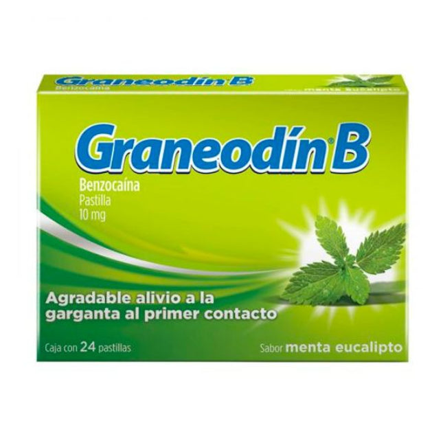 Graneodin B Menta-Eucalipto Pastilla 10 mg Caja con 24 Pastillas