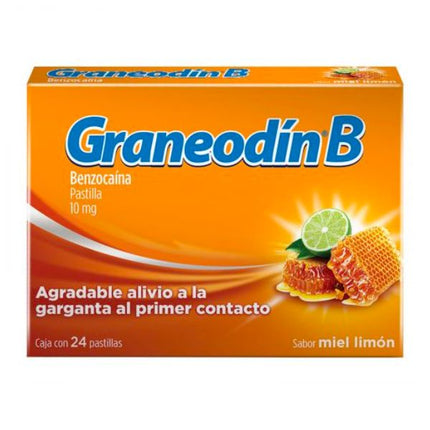 Graneodin B Benzocaina Pastilla 10 mg Caja con 24 Pastillas Miel - Limon