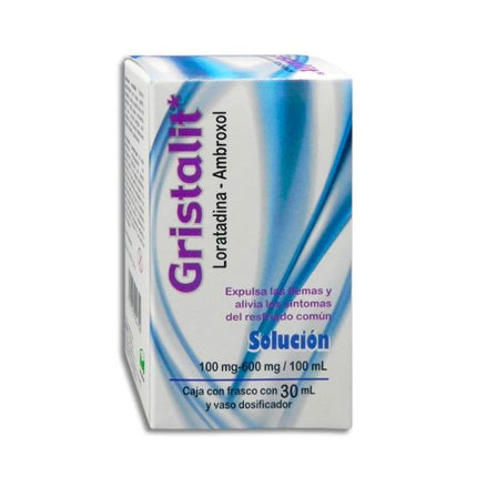 Gristalit (Loratadina-Ambroxol) 100 mg/600 ml Frasco con 30 ml Jarabe