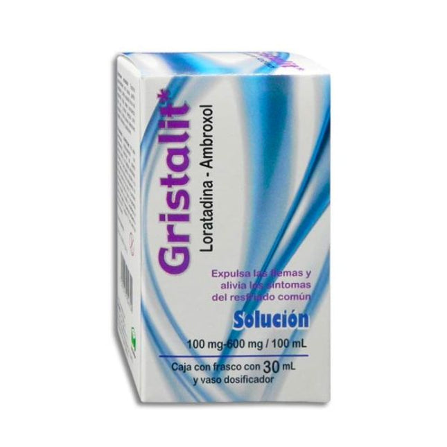 Gristalit (Loratadina-Ambroxol) 100 mg/600 ml Frasco con 30 ml Jarabe
