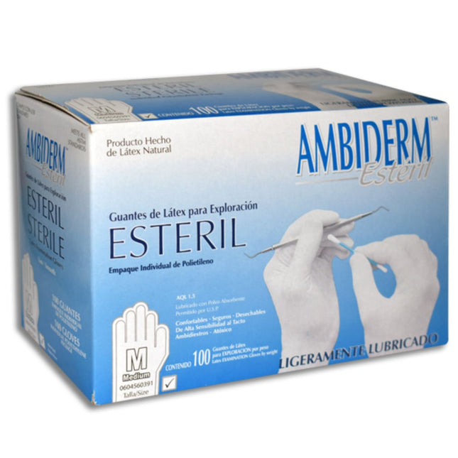 Guante Ambiderm Estéril Mediano Caja con 100 Piezas