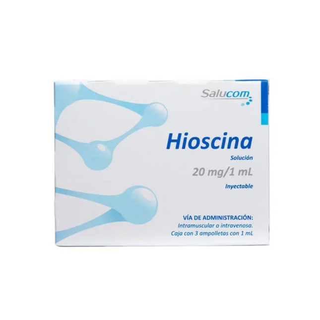 Hioscina 20 mg/1 ml Caja con 3 Ampolletas Inyectables