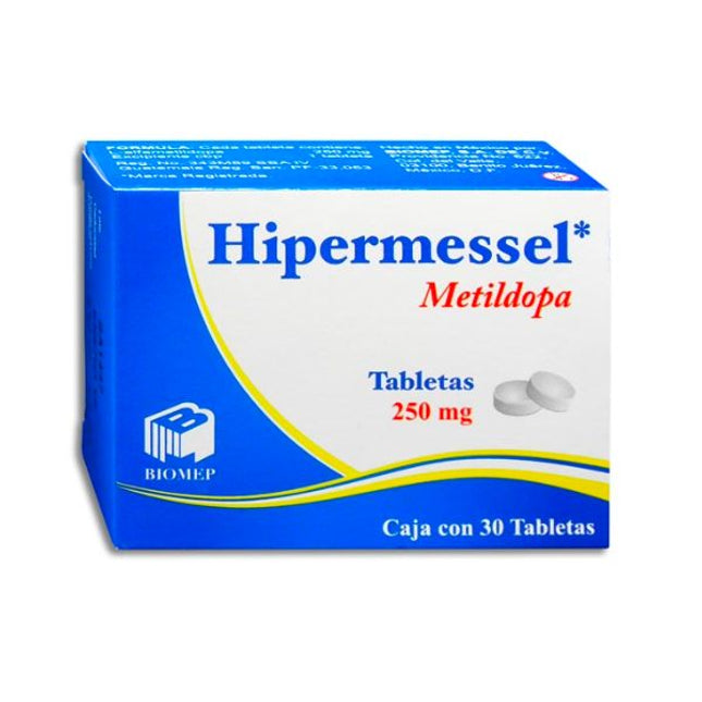 Hipermessel (Metildopa)250 mg Caja con 30 Tabletas