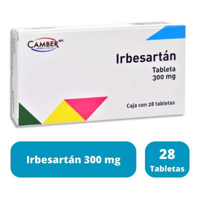 Irbesartán 300 Mg Caja 28 Tabletas