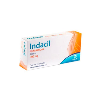 Indacil (Clindamicina) 300 mg Caja con 16 Cápsulas