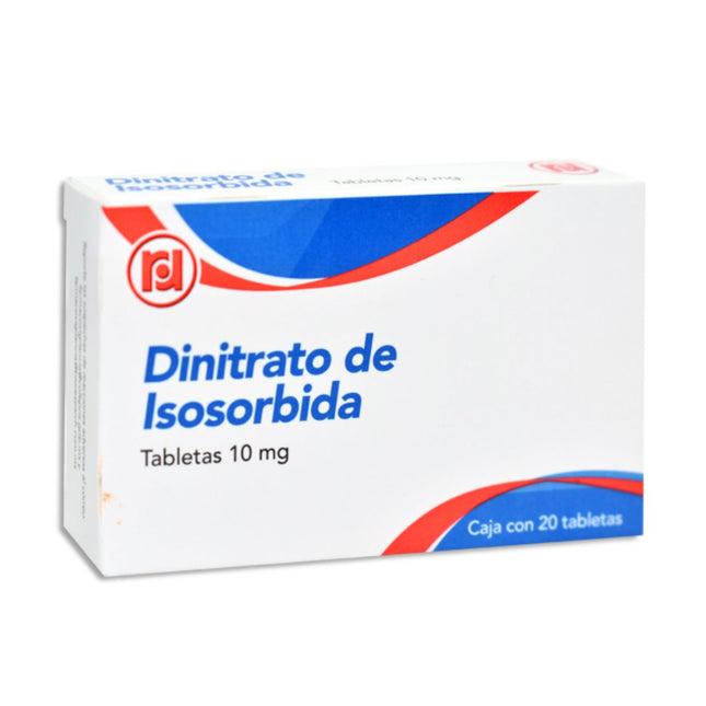 Dinitrato de Isosorbida 10 mg Caja con 20 tabletas