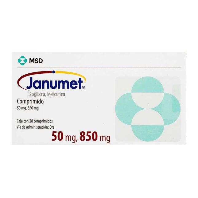 Janumet (Sitagliptina 50 mg / Metformina 850 mg) Caja con 28 Tabletas