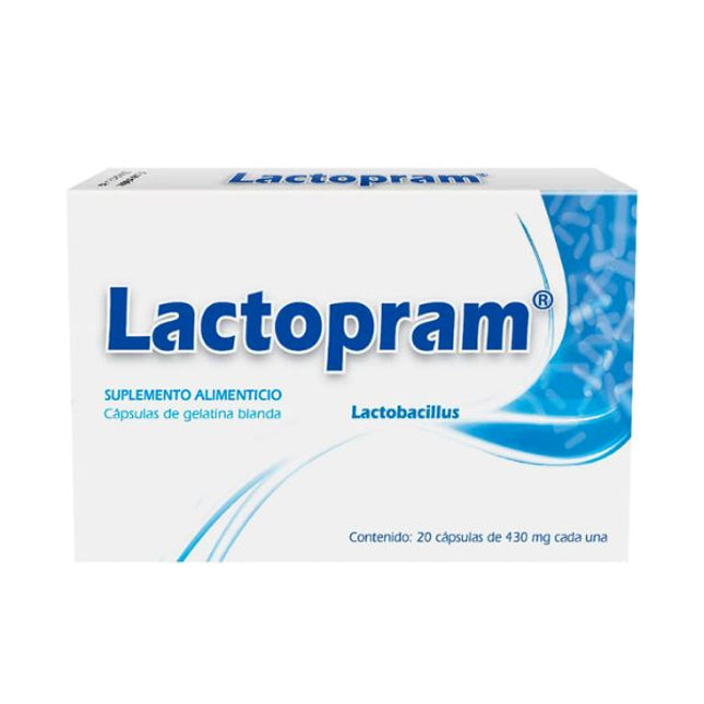Lactopram (Lactobacillus) 430 mg Caja con 20 Cápsulas