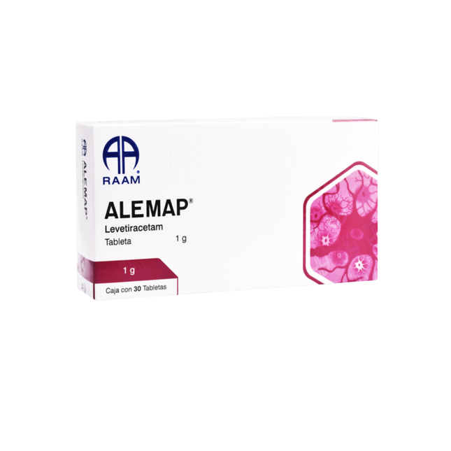Alemap (Levetiracetam) 1 g Caja con 30 Tabletas RAAM Laboratorios