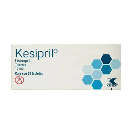 Kesipril (Lisinopril) 10 mg  Caja con 30 Tabletas