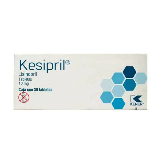Kesipril (Lisinopril) 10 mg  Caja con 30 Tabletas