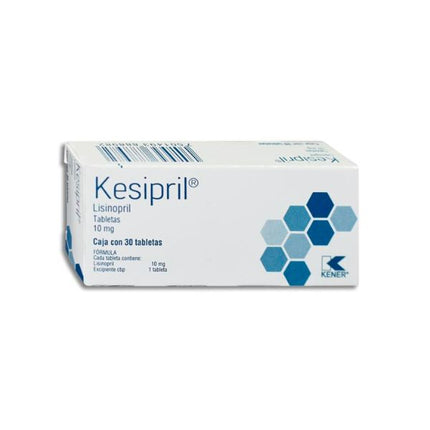 Kesipril (Lisinopril) 10 mg  Caja con 30 Tabletas
