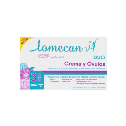 Lomecan V duo 200 mg/2% 3 óvulos y 1 crema de 20 g