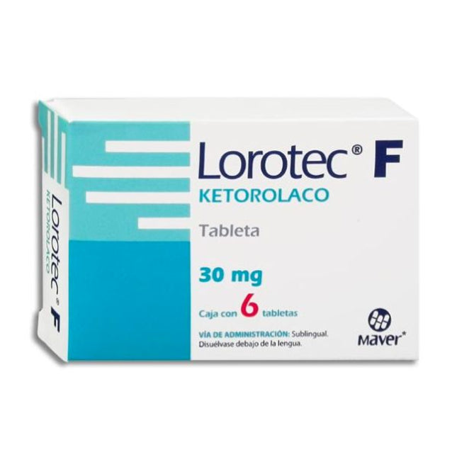 Lorotec F (Ketorolaco) 30 mg Sublingual Caja con 6 Tabletas