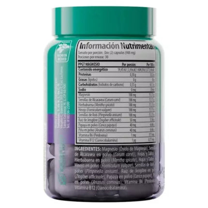 PPGT Magnesio Alcaravea Hierbabuena Papaya Solanum 60 Cápsulas