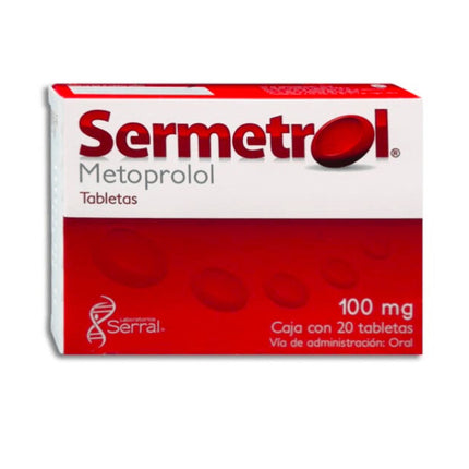 Sermetrol Metoprolol 100 mg Caja con 20 Tabletas