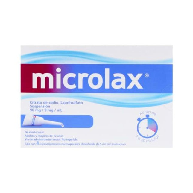 Microlax Caja con 4 Enemas de 5 ml con Microaplicador Desechable