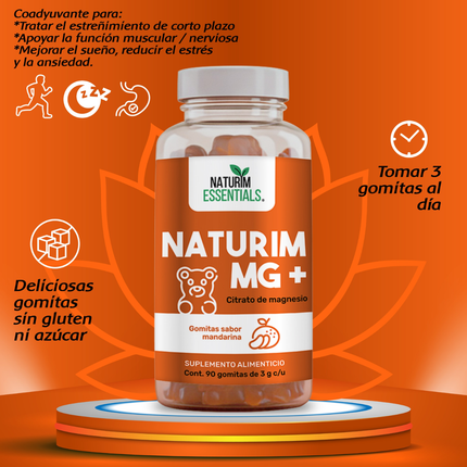 Naturim MG+ Citrato de Magnesio 90 Gomitas Naturim Essentials Sabor Mandarina