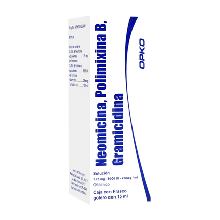 Neomicina Polimixina B Gramicidina Gotas Oftálmicas Caja con Frasco de 15 ml