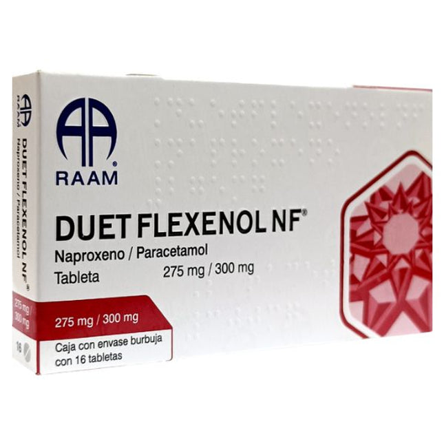 Duet Flexenol NF (Naproxeno/Paracetamol) 275 mg/300 mg Caja con 12 Tabletas