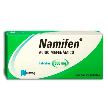 Namifen (Acido Mefenamico) 500 mg Caja con 20 Tabletas