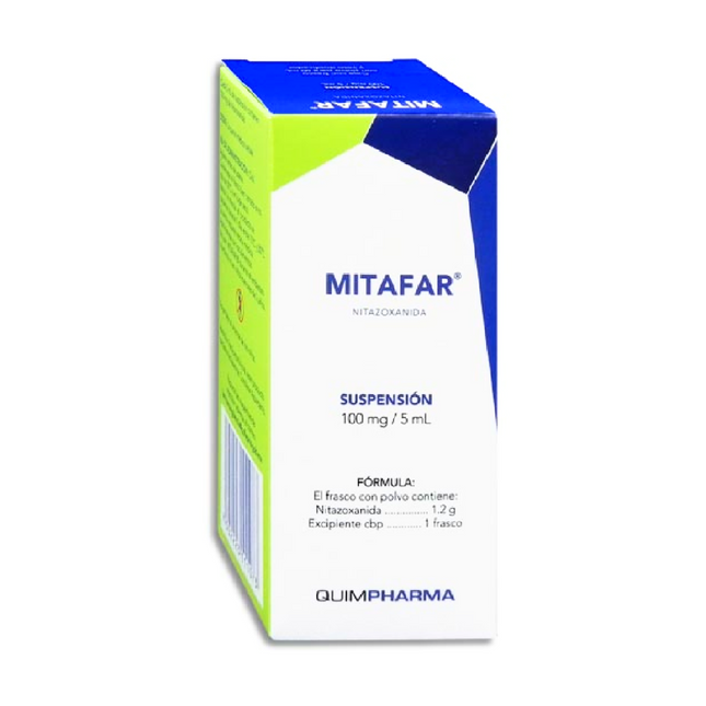Mitafar Nitazoxanida 100 mg / 5 mg / Frasco con 30 mL Quimpharma