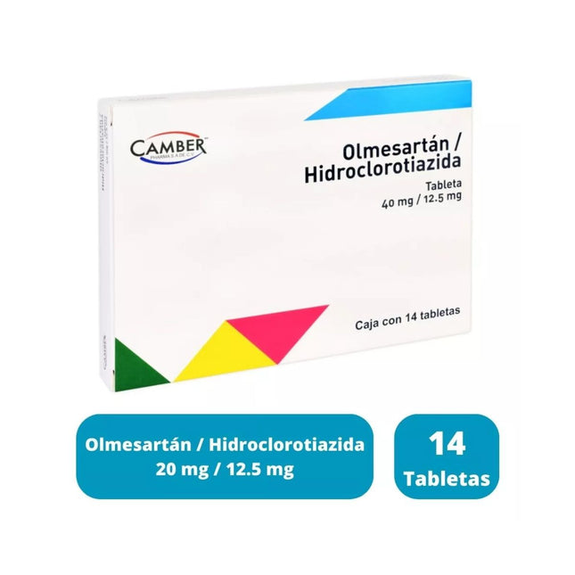Olmesartan/Hidroclorotiazida 40 mg/ 12.5 mg Caja con 14 Tabletas