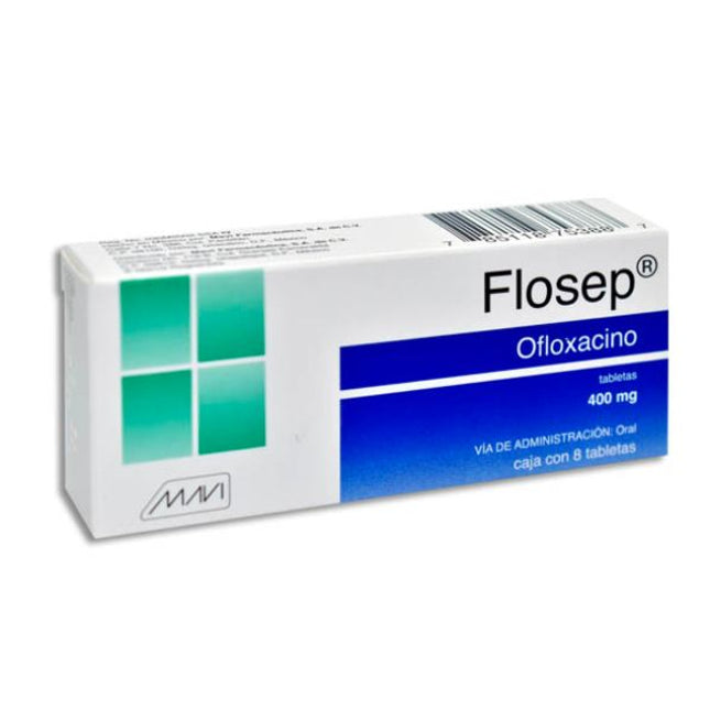 Flosep (Ofloxacino) 400 mg Caja con 8 Tabletas
