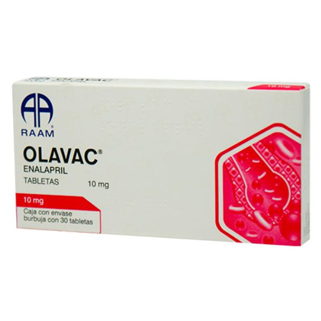 Olavac (Enalapril) 10 mg Tabletas Caja con 30 Tabletas