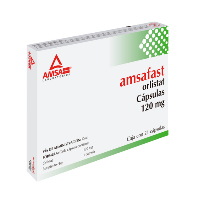 Amsafast (Orlistat) 120 mg Caja con 21 Cápsulas