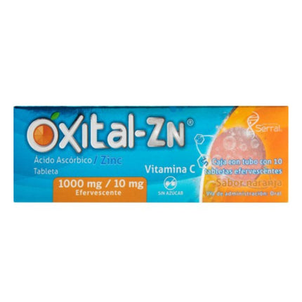 Oxital ZN Vitamina C 1 g, Zinc 10 mg Caja con 10 Tabletas Efervescentes