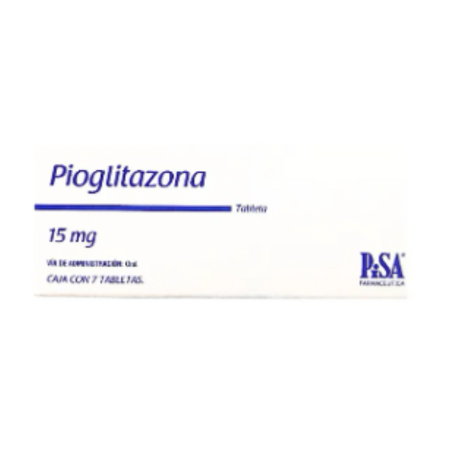 Pioglitazona 15 mg Caja con 7 Tabletas PiSA