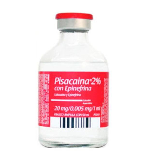 Pisacaína 2% con Epinefrina (Lidocaína / Epinefrina) Frasco Ámpula con 50 ml