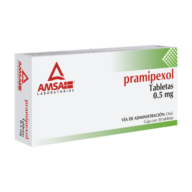 Pramipexol 0.5 mg Caja con 30 Tabletas AMSA Laboratorios