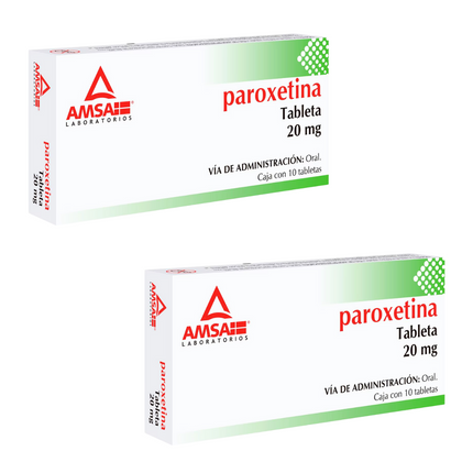 Paroxetina 20 mg Caja con 10 Tabletas Amsa